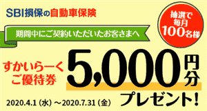 SBI損保 すかいらーく5000円