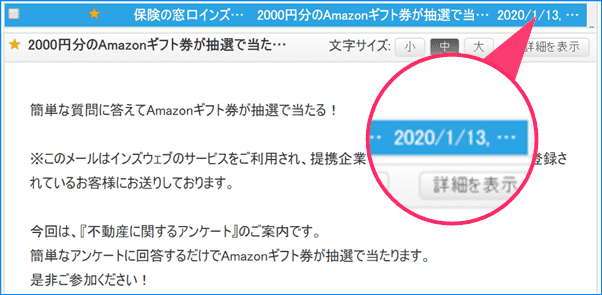 2020年1月13日インズウェブ2000円Amazonギフト券